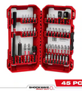 Juego de puntas Milwaukee para destornillador de acero de aleación SHOCKWAVE para impacto o taladro (45 piezas)