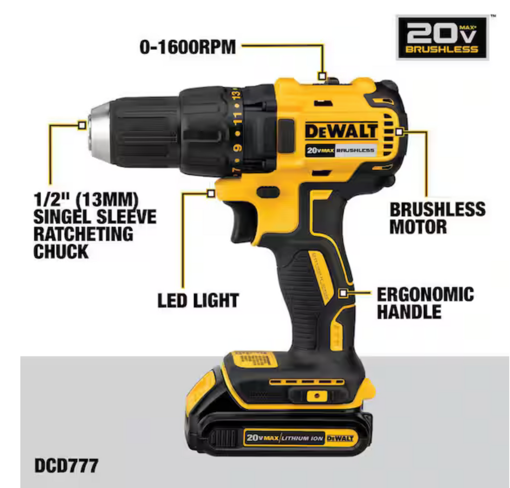 DEWALT 20V MAX Kit de 2 Herramientas Inalámbricas con 2 Baterías, Cargador y Bolsa – Original