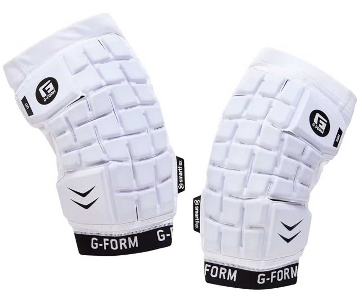 G-Form Unhinged – Protectores acolchados para brazos de lacrosse, transpirables y flexibles para hombre – Protectores de codo para lacrosse lavables a máquina