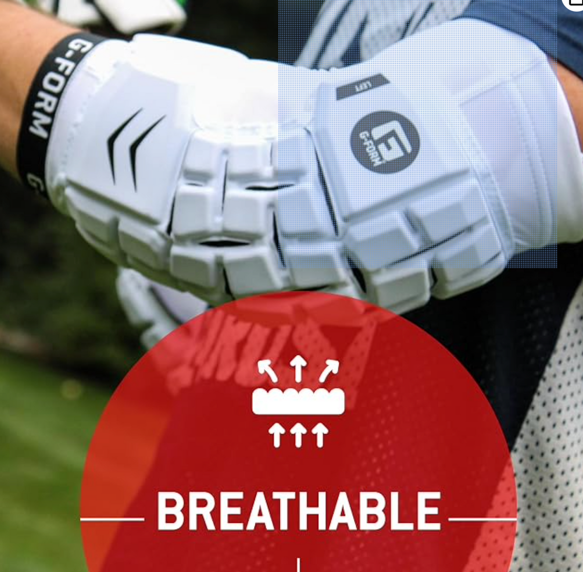 G-Form Unhinged – Protectores acolchados para brazos de lacrosse, transpirables y flexibles para hombre – Protectores de codo para lacrosse lavables a máquina
