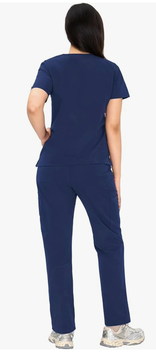 Scrub Médico para Mujer – Cuello V, 10 Bolsillos
