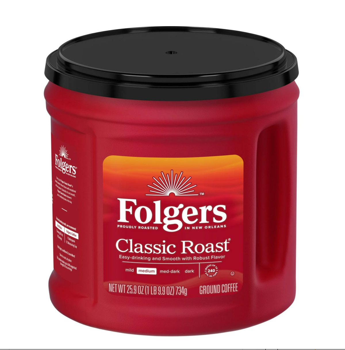 Folgers Classic Café Molido Roast, Tueste Medio, Lata de 734 G (25.9 oz)